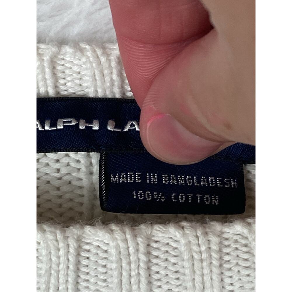 Ralph Lauren Sport 100% Cotton Swater Women’s XL White Cableknit Preppy Heritage - Picture 4 of 10